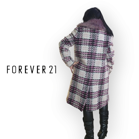 FOREVER 21 WOMENS MEDIUM WOOL FAUX FUR WINTER COAT - Picture 8 of 10